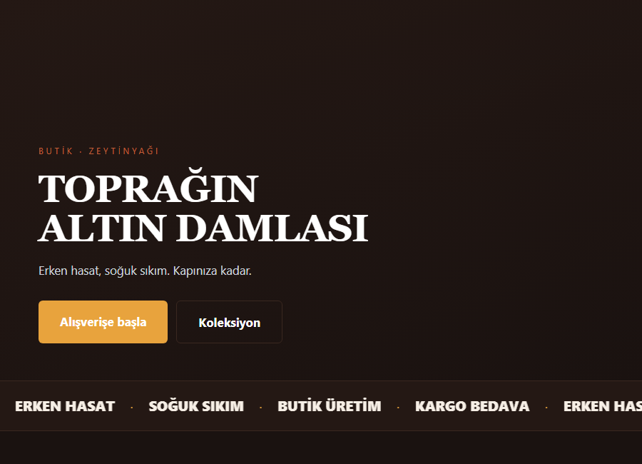 Butik zeytinyağı markası için üretilmiş satış sitesi